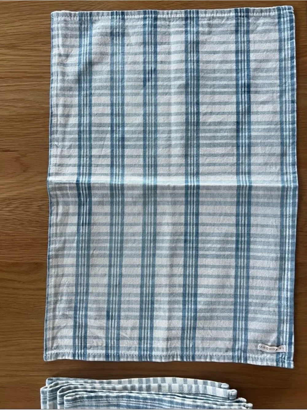 6 Archive New York Blue + White Striped Linen placemats